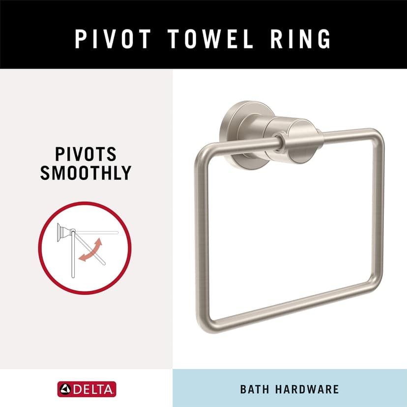 Delta FAUCET NIC64-DN Nicoli 4-Piece Bath Hardware Set 18 to 24 in. Towel Bar, Toilet Paper Holder, Towel Ring, Towel Hook in Brushed Nickel