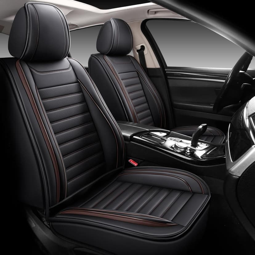 Car Seat Covers for Cars, Faux Leather Seat Covers for Cars SUV Super Breathable Universal Automotive Seat Covers Fit for Most Sedans Balck Brown