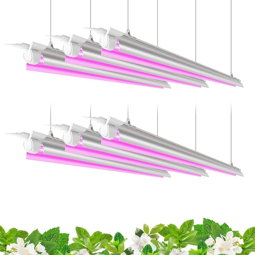 Barrina LED Grow Light, 252W(6 x 42W) 4ft T8, Full Spectrum, V-Shape with Reflector, Linkable Design, Plant Lights for Indoor Plants, 6-Pack