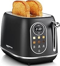 Keenstone Smart Touch Screen Toaster 2 Slice, Retro Wide Slot Stainless Steel Toaster with 6 Browning Levels, Reheat & Defrost, for Bagel, Toast, Bread, Removable Crumb Tray, Black