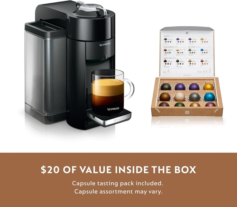 Nespresso Vertuo Coffee and Espresso Maker by De'Longhi, Piano Black with Aeroccino Milk Frother