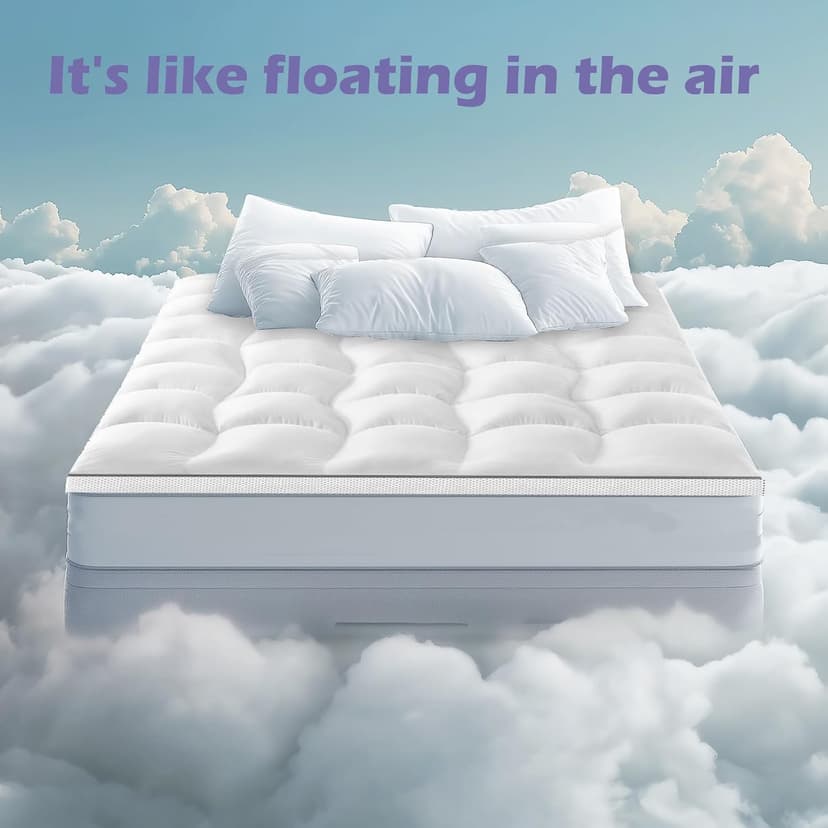 WhatsBedding Memory Foam Mattress Topper 2 Inch King, Pressure-Relieving Cooling Mattress Pad with Secure Strap Design for Back Pain, Soft and Supportive Bed Topper