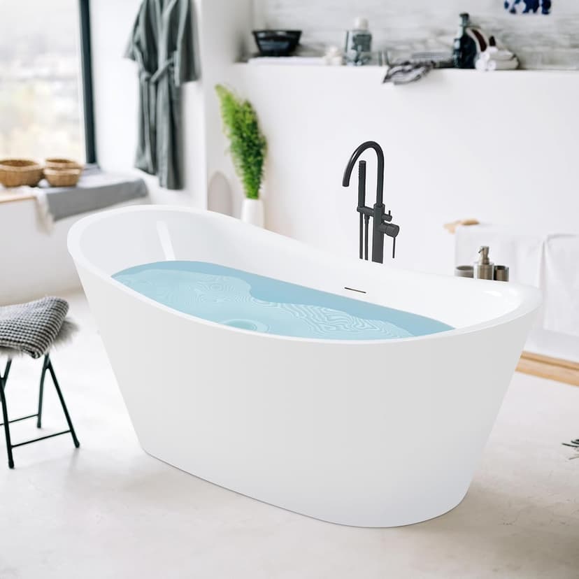 71" Acrylic Freestanding Bathtub Contemporary Soaking White Tub