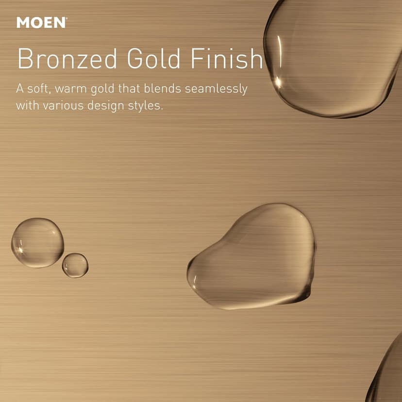 Moen Ronan Bronzed Gold One-Handle Single Hole Modern Bathroom Sink Faucet with Optional Deckplate and Spring Loaded Drain Assembly, 84021BZG