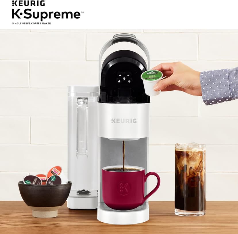 Keurig K-Supreme Single Serve K-Cup Pod Coffee Maker, MultiStream Technology, 4 Brew Sizes, 66oz Dual-Position Removable Reservoir, White