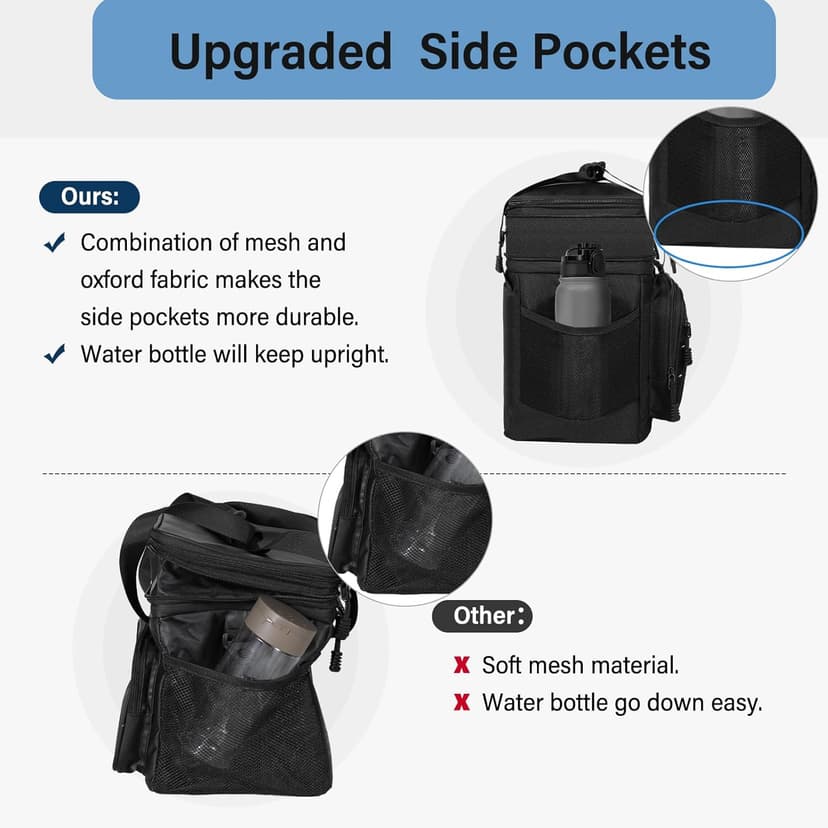 Lunch Box Cooler Bag - Tactical Insulated Lunchbox for Men - Large Soft Expandable Lunch Pail for Adults Work Outdoor Shifts Trips Black 16L