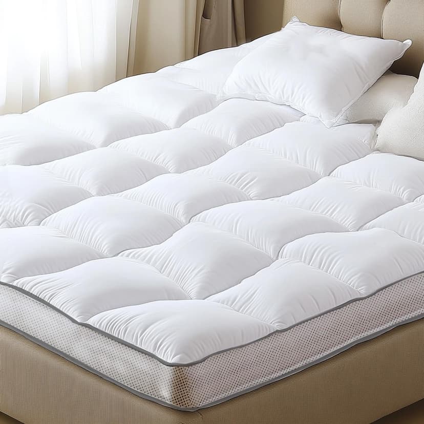 WhatsBedding Memory Foam Mattress Topper 2 Inch King, Pressure-Relieving Cooling Mattress Pad with Secure Strap Design for Back Pain, Soft and Supportive Bed Topper