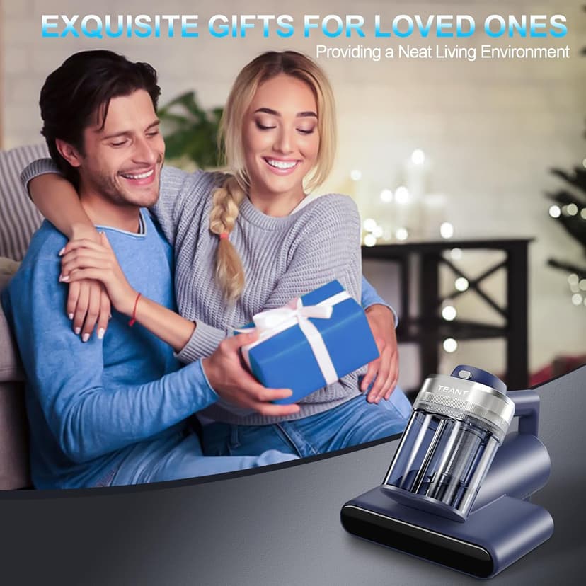 Mattress Vacuum Bed Vacuum Cleaner with 253.7nm UV-C Light, 600W & 16Kpa Strong Suction,33000 RPM/Min Tapping, HEPA Filter,149℉ Heat & Ultrasonic & Anion for Bed and Pet