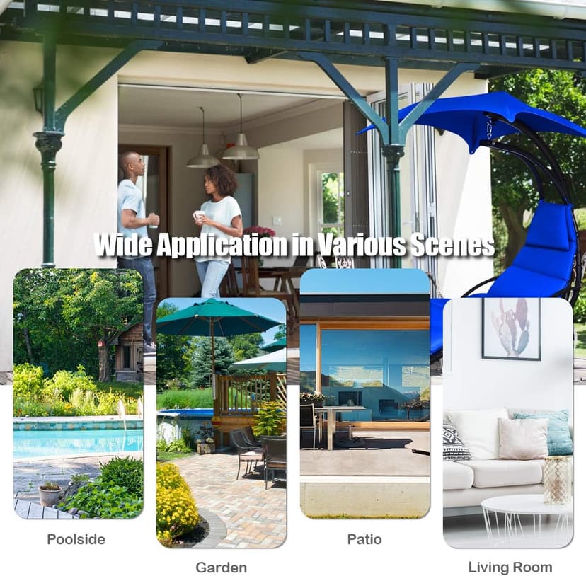 S AFSTAR Hammock Chair with Stand, Hanging Chaise Chair with Removable Canopy & Built-in Pillow, Hanging Curved Chaise Lounge Chair Swing for Porch Patio Poolside (Navy)