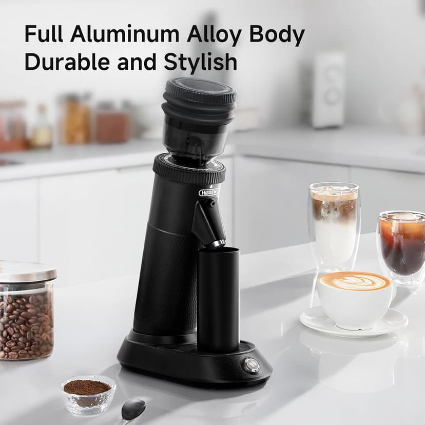 HIBREW G5 Single-Dose Espresso Grinder with Conical Burr, Magnetic Dosing Cup, Metal Housing, Dual-Speed Adjustment, 36-Step Micro Grind Settings - for Espresso Moka Pots & Drip Coffee