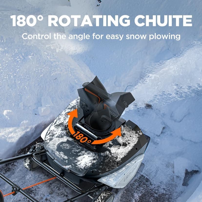 Litheli 2X20V Cordless Snow Blower, 20 Inch Snow Thrower with 4.0Ah Battery, Electric Snow Blowers with LED Spotlight and Brushless Motor for Walkways and Driveways