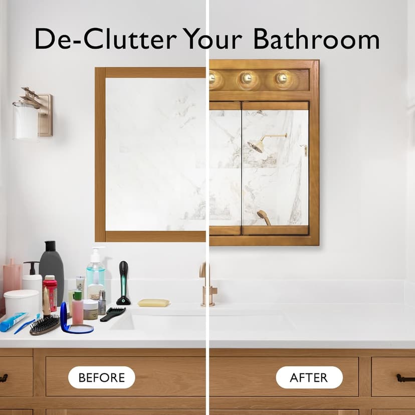 Design House 36 Inch Richland Bathroom Medicine Cabinet, Wall Mounted, Mirror, Oak, 530618-NOK