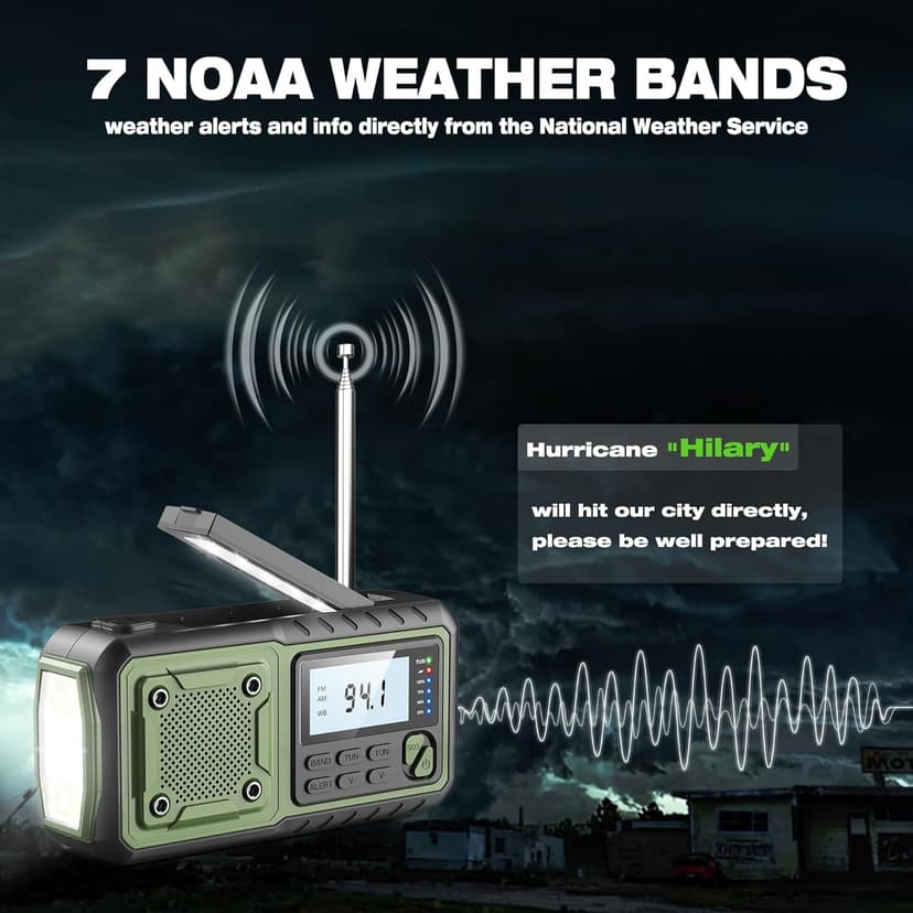 Crank Emergency Radio, Weather Radios5000mAh, Solar Radios with Hand Crank Emergencies, NOAA/AM/FM Weather Alert Radio, SOS Alarm,Flashlight & Reading Lamp, for Indoor Outdoor Survival