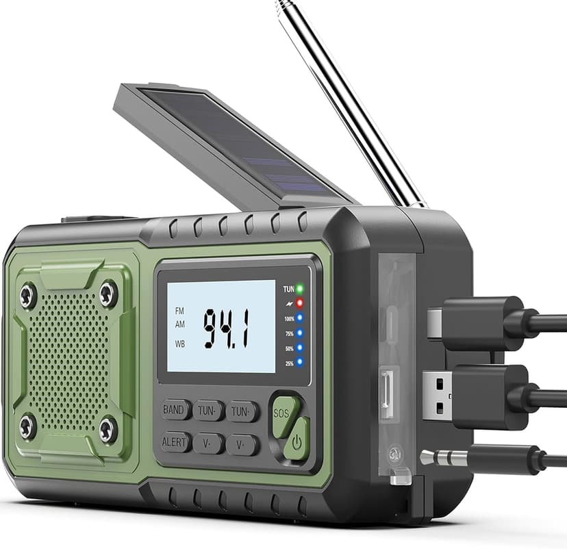 Crank Emergency Radio, Weather Radios5000mAh, Solar Radios with Hand Crank Emergencies, NOAA/AM/FM Weather Alert Radio, SOS Alarm,Flashlight & Reading Lamp, for Indoor Outdoor Survival
