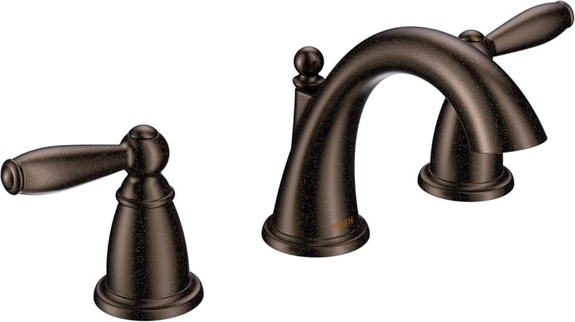 Moen Brantford Oil-Rubbed Bronze Two-Handle Widespread Bathroom Sink Faucet for 3-Hole Setups with Valve Included, TV6620ORB