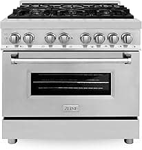 ZLINE 36 in. 4.6 cu. ft. Legacy Dual Fuel Range with 6 Burner Gas Cooktop and Electric Convection Oven in Stainless Steel (RA36)