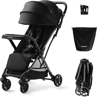 Momcozy ClickGo Lightweight Stroller, Compact Travel Stroller for Airplane with One-Click Fold, Baby Stroller and Toddler Stroller with Large Canopy for Kids from 0 Months, Extendable UPF50+ Canopy