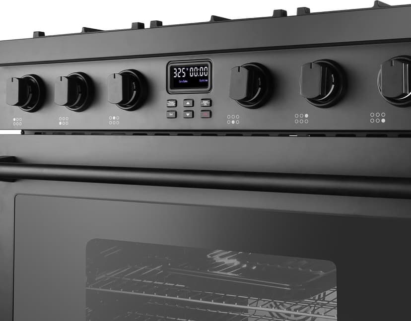 COSMO COS-GRC366KB-BK 36 in. Lumin Collection 6.0 cu. ft. Gas Range with 6 Sealed Burners and Convection Oven in Matte Black