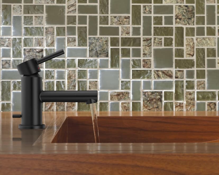 Moen Align Matte Black One-Handle Single Hole Low Profile Modern Bathroom Faucet with Drain Assembly, 6191BL
