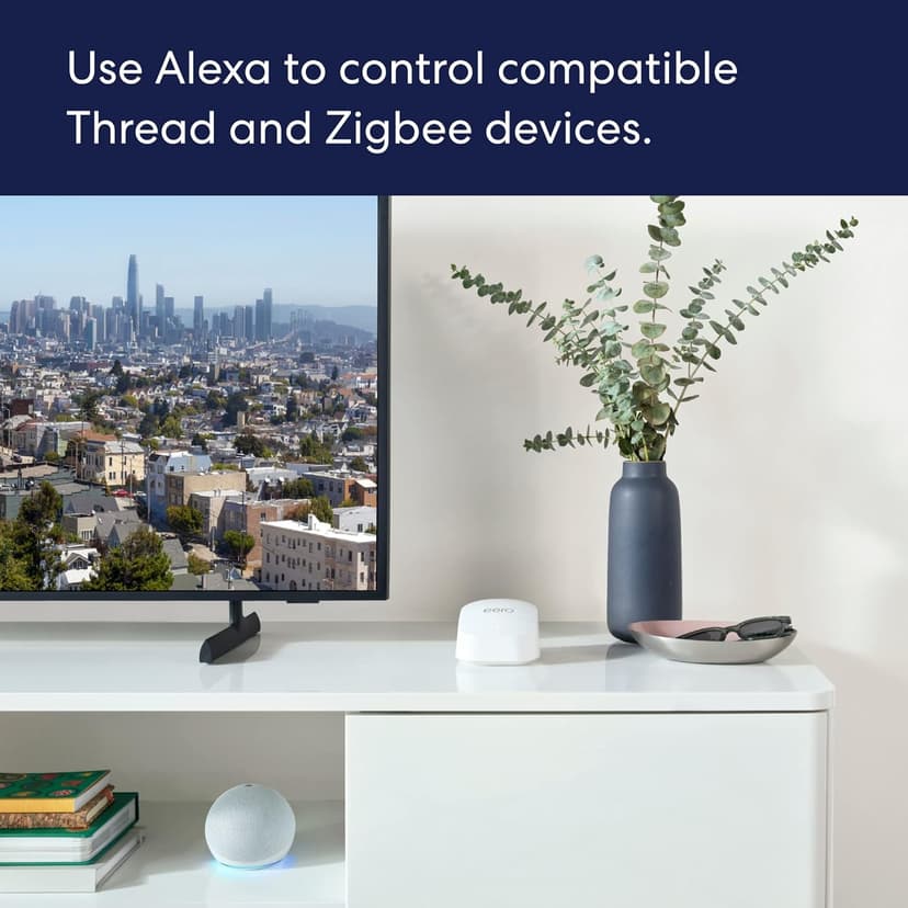 Amazon eero 6+ mesh wifi router - Supports internet plans up to a Gigabit, Coverage up to 1,500 sq. ft., Connect 75+ devices, 1-pack