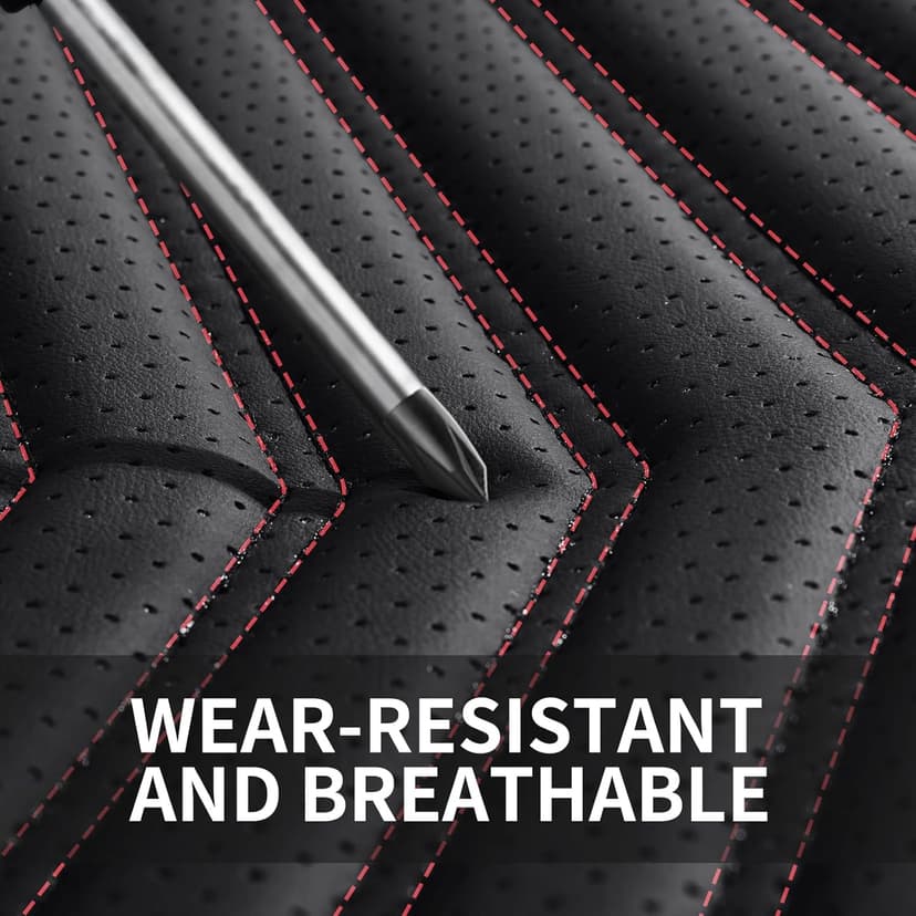 Car Seat Covers,Breathable and Waterproof Leather Seat Covers for Cars,Universal Anti-Slip Driver Seat Cover with Backrest for SUV Pick-up Truck Sedan(Style1,2 PCS Front Seat,Black+Red)