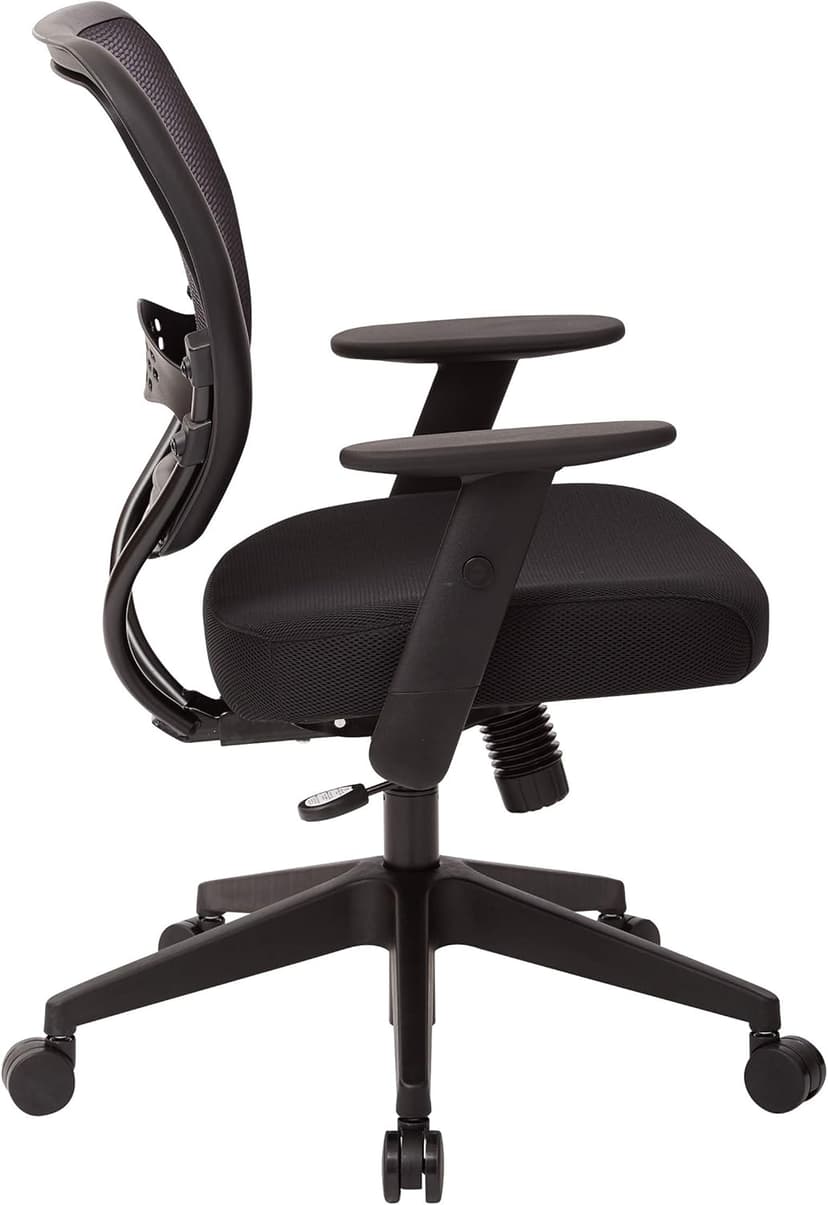 Space Seating 55 Series Professional Dark Air Grid Back Adjustable Office Desk Chair with Built-in Lumbar Support, Black Mesh