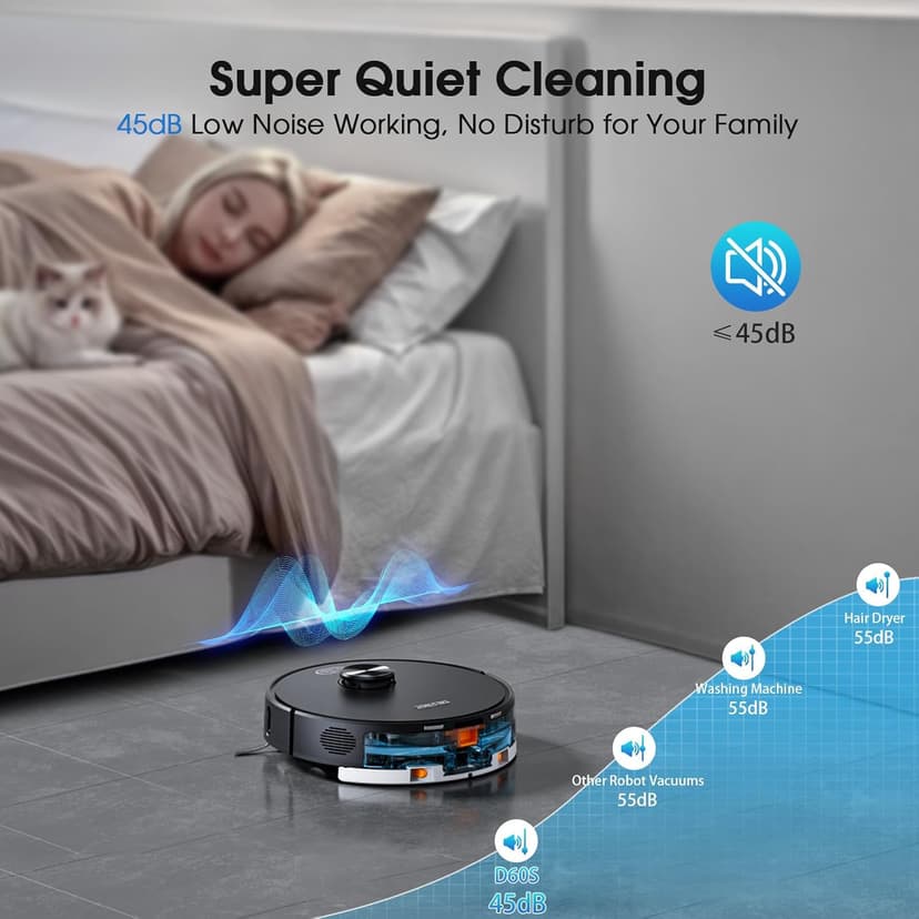 Robot Vacuum and Mop Combo, Mapping Robotic Vacuums Cleaner with LiDAR Navigation Smart & Strong Suction, WiFi/App/Alexa/Voice Control, Obstacle Avoidance, for Home, Wood/Hard Floors, Pet Hair -Grey