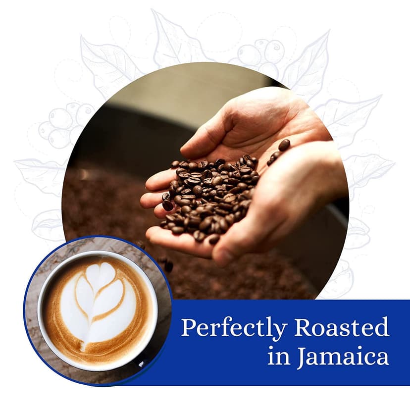Cafe Blue 100% Authentic Jamaica Blue Mountain Medium Roast Whole Bean Premium Arabica Coffee, 16 Ounces (1 Pound, 454 Grams)