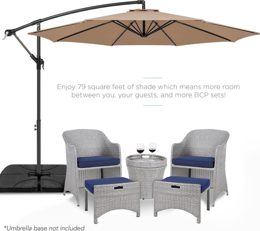 Best Choice Products 10ft Offset Hanging Market Patio Umbrella w/Easy Tilt Adjustment, Polyester Shade, 8 Ribs for Backyard, Poolside, Lawn and Garden