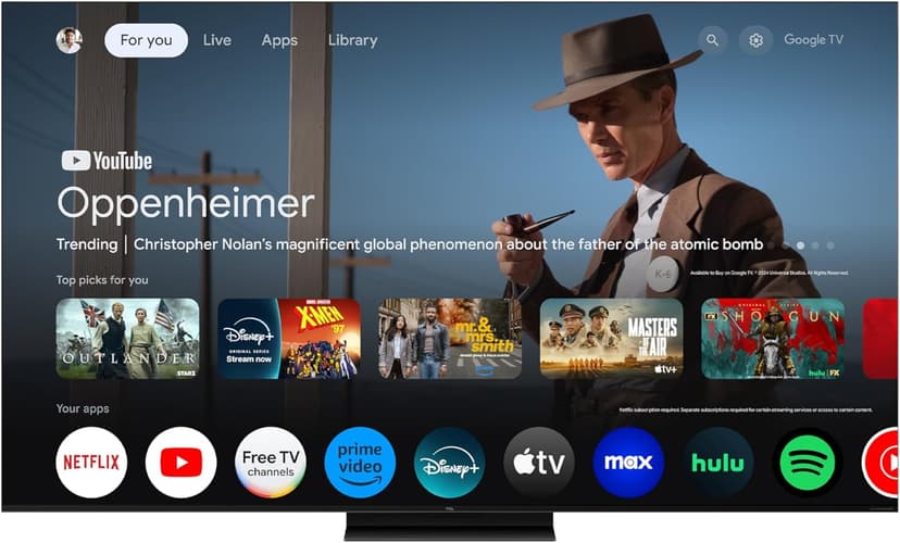 TCL 75-Inch QM7K QLED 4K Smart QD-Mini LED TV with Google TV (75QM7K, 2025 Model) Dolby Vision IQ, Dolby Atmos, HDR, Game Accelerator up to 288Hz, Voice Remote, Works with Alexa, Streaming Television