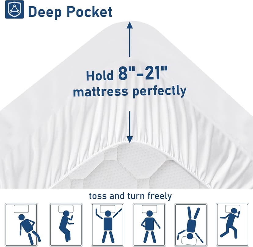 Full Mattress Topper Extra Thick Pillowtop Cooling Mattress Topper Plush Mattress Pad Cover Protector with 8-21 Inch Deep Pocket 3D Snow Down Alternative Fill White