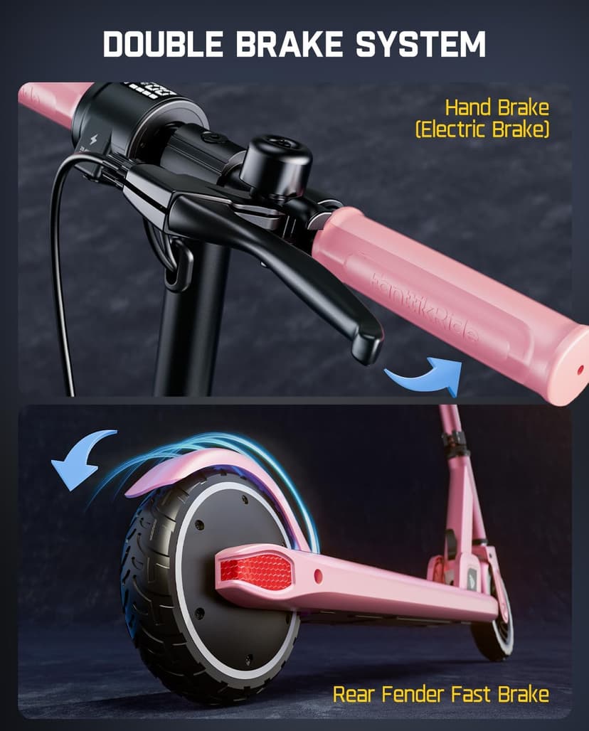FanttikRide T9 Electric Scooter for Kids 4.3-5.6 ft, 7/10/12 MPH, LED Battery Level, Height Adjustable and Foldable, Electric Scooter for Kids, 200W Motor, Up to 40 mins