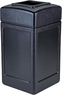 Commercial Zone 732101 Open-Top Indoor/Outdoor Square 42 Gallon Large Waste Trash Container Bin, Black