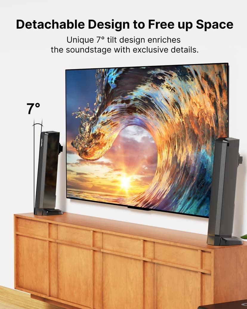 ULTIMEA 4.1ch Sound Bar for Smart TV with Dolby Atmos, 2-in-1 Bluetooth 5.3 Soundbar with Subwoofer, 280W Peak Power, 3 EQ Modes TV Soundbar, Bass Adjustable, HDMI eARC, Apollo S60, 2025 Upgraded