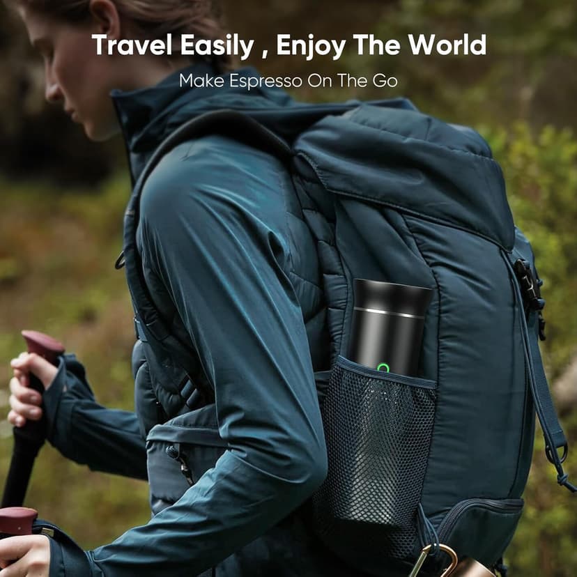 Portable Espresso maker, Travel Coffee Machine for Camping, Car Self-Heating Coffee Maker with USB-C,Compatible With Ground Coffee & NS Capsules, Portable Espresso Machine for RV, Hiking, Home