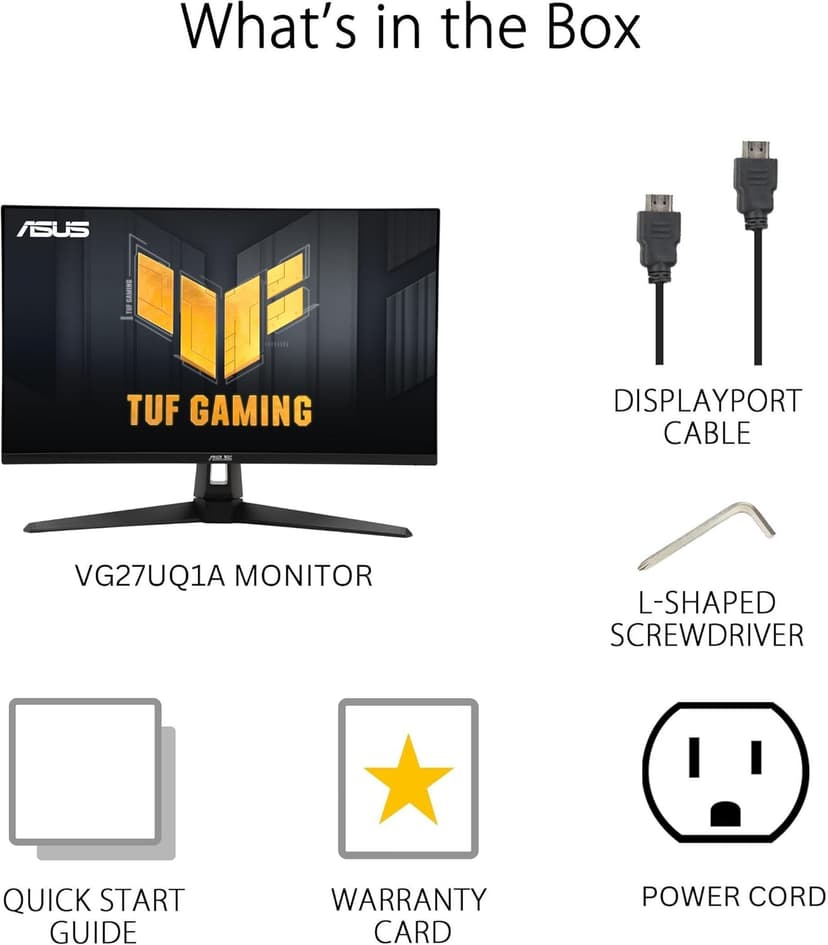 ASUS TUF Gaming 27” 4K HDR Monitor (VG27UQ1A) – 160Hz, 1ms, Extreme Low Motion Blur Sync, NVIDIA G-SYNC Compatible, AMD FreeSync Premium, 95% DCI-P3, DisplayWidget, 3 yr Warranty
