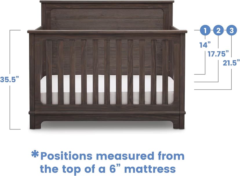 Delta Children Simmons Kids Slumbertime Monterey 4-in-1 Convertible Crib, Rustic Grey