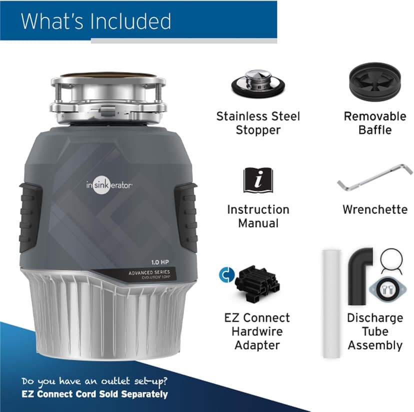 InSinkErator EVOLUTION 1HP 1 HP, Advanced Series Continuous Feed Food Waste Garbage Disposal, Gray