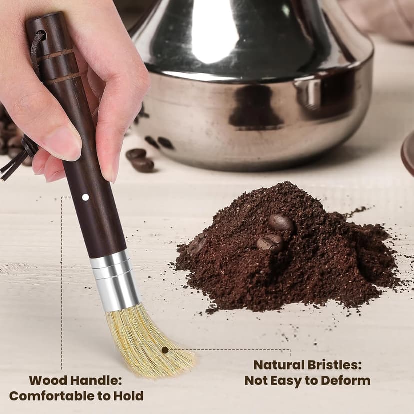 Coffee Grinder Cleaning Brush, Espresso Machine Brush Cleaner Tool with Wooden Handle and Natural Bristles for Barista Home Kitchen