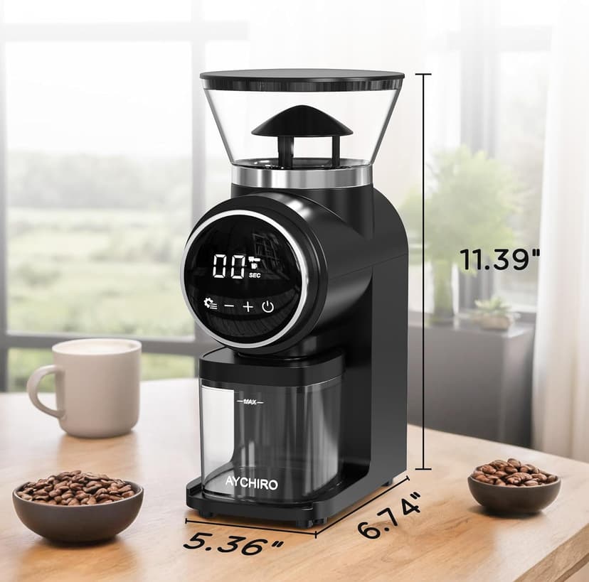 Burr Coffee Grinder Electric, Adjustable Touchscreen Burr Mill with 30 Grinding Settings, Automatic Coffee Beans Grinder for Home Use, 2-12 Cups
