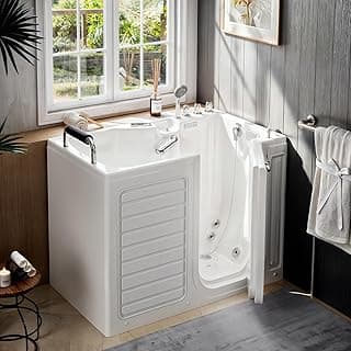 Empava Walk in Tub, 54" Whirlpool Bathtub with 12 Air & 13 Water Jets, Heated Massage Soaking Tub, 20% Wider Outward Swing Door, Right Drain,Walk-In Bathtub for Seniors, Acrylic