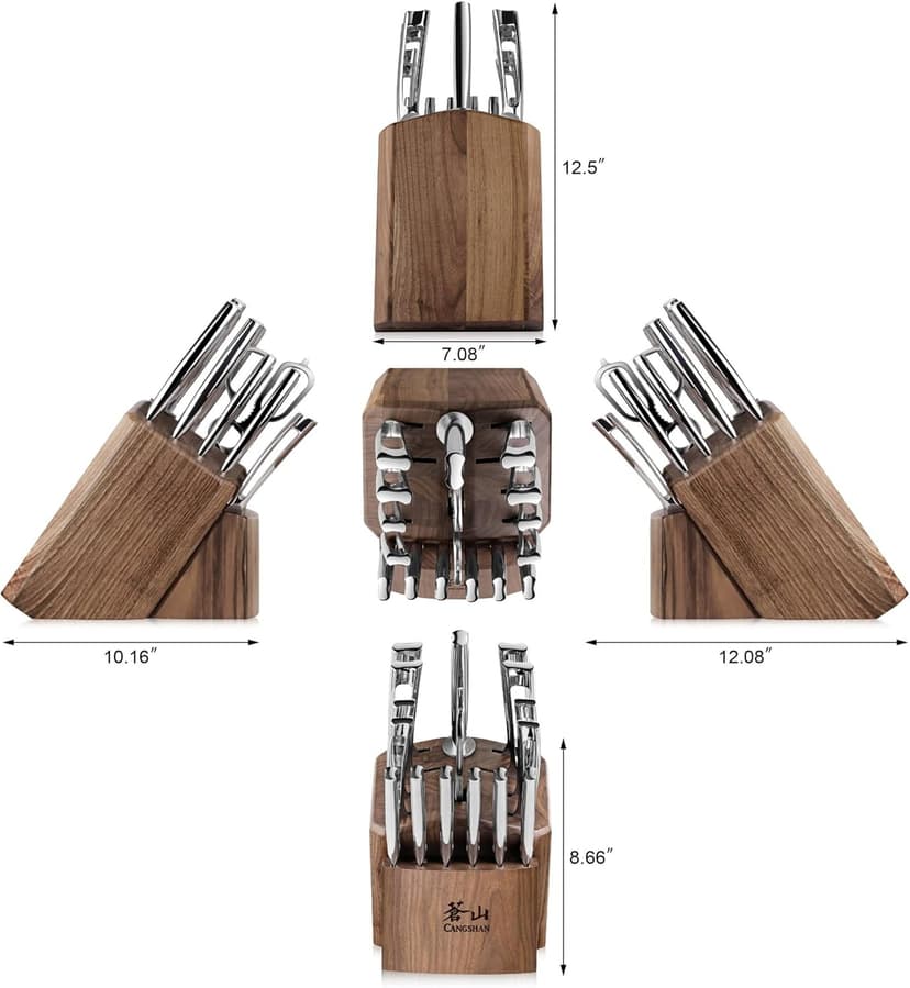Cangshan N1 Series 1024784 German Steel Forged 17-Piece Knife Block Set, Walnut
