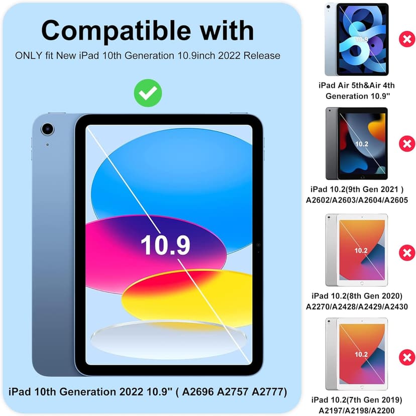 Adocham Kids Case for New iPad (A16) 11th Generation 11 Inch 2025/10th Generation 10.9 Inch 2022 Built-in Stand Handle,Lightweight Shockproof Silicone Kids Cover for iPad 10th/11th Gen (Rainbow)