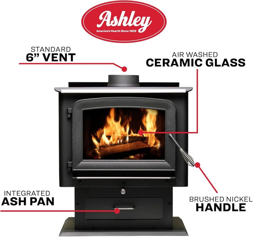 Ashley Hearth AW2520E-P 2,500 Sq. Ft. EPA Certified Pedestal Wood Burning Stove