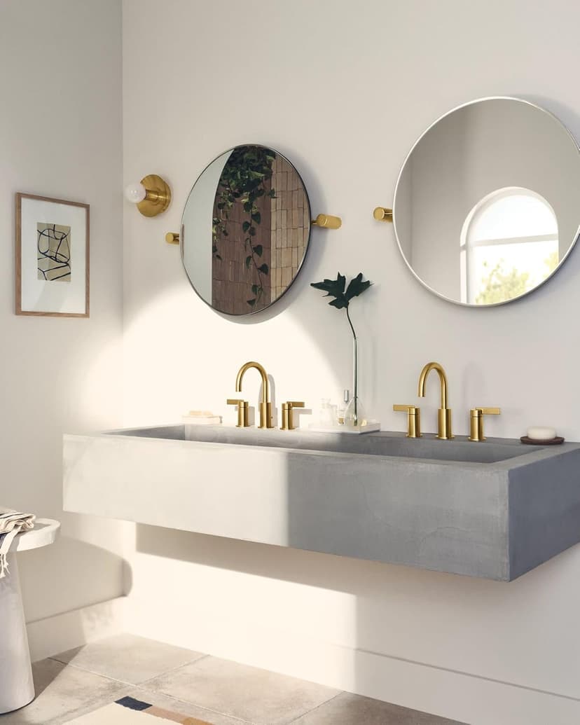 Moen Brushed Gold Cia Widespread 2-Handle High-Arc Bathroom Faucet , 3-Hole Bathroom Sink Faucet, Valve Required, T6222BG