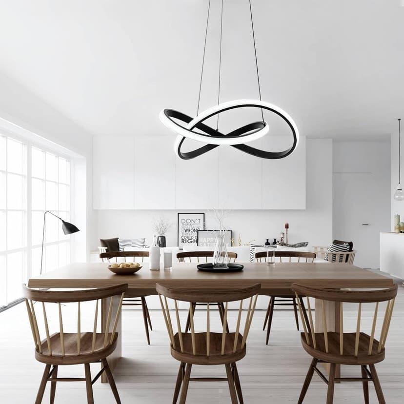 MAYNA Modern LED Pendant Light Fixture, Contemporary LED Chandelier with Irregular Ring Lights, Adjustable Modern Chandeliers for Dining Room Kitchen Entryway Living Room Bedroom, 6000K Daylight