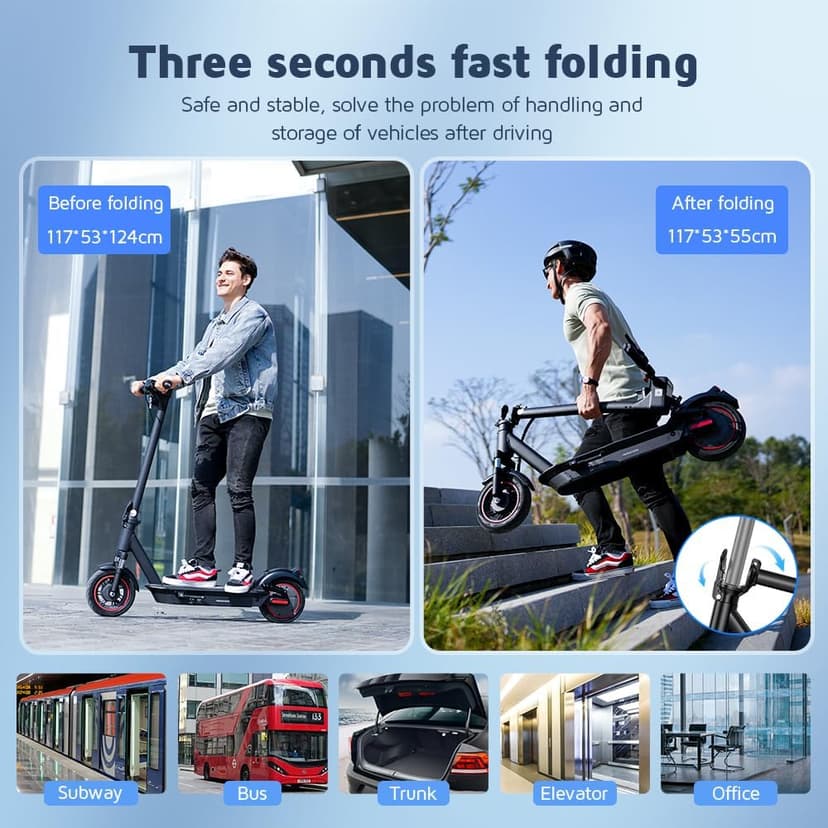 iScooter Electric Scooter for Adults,50/30 Miles Range, 28 MPH Top Speed, 800/750W Motor, 10" Pneumatic Tires, Foldable Dual Shock Absorption Commuting E Scooter with APP & Turn Signals & Storage Bag