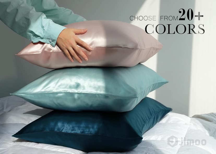 100% Mulberry Silk Pillowcase for Hair and Skin, 22 Momme Pure Natural Silk Pillow Case Both Sided with Zipper, Pillow Cover for Women Mom Men(Silver Grey, Standard 20''×26'')