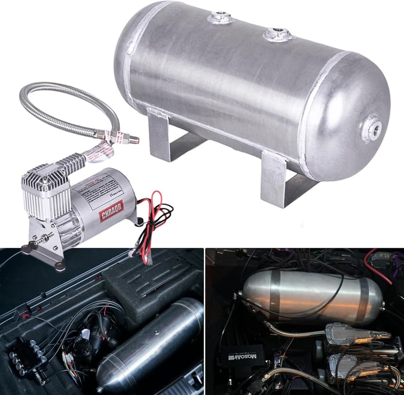 150 PSI Air Compressor with 1.6 Gallon Air Tank Aluminum Air Compressor Onboard System 12V 1/4NPT for Train Truck Trailer Train Auto Air Lift Suspension Heavy Duty Air Horn Compressor