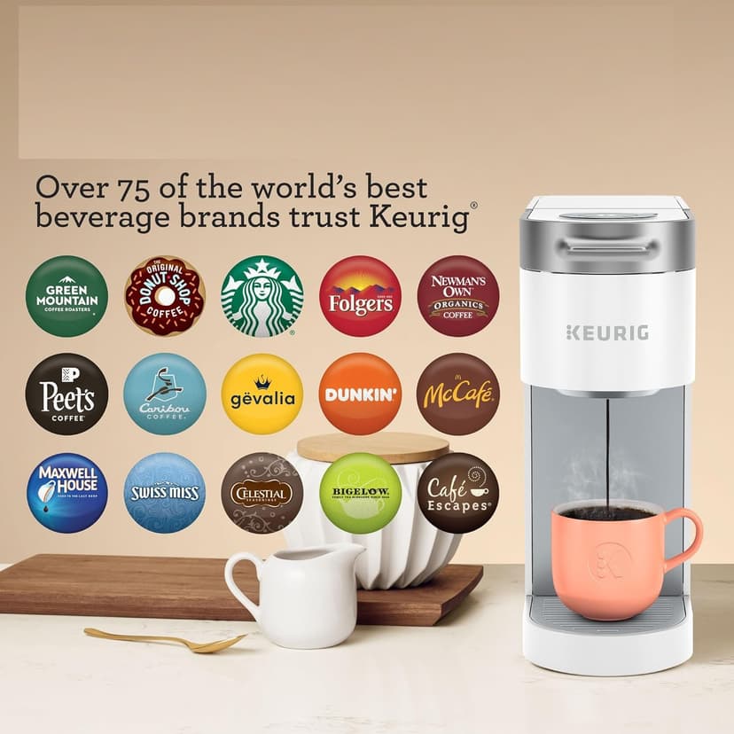 Keurig K-Slim Single Serve K-Cup Pod Coffee Maker, Multistream Technology, 3 Brew Sizes, Slim and Sleek Design, 46oz Removable Reservoir, White